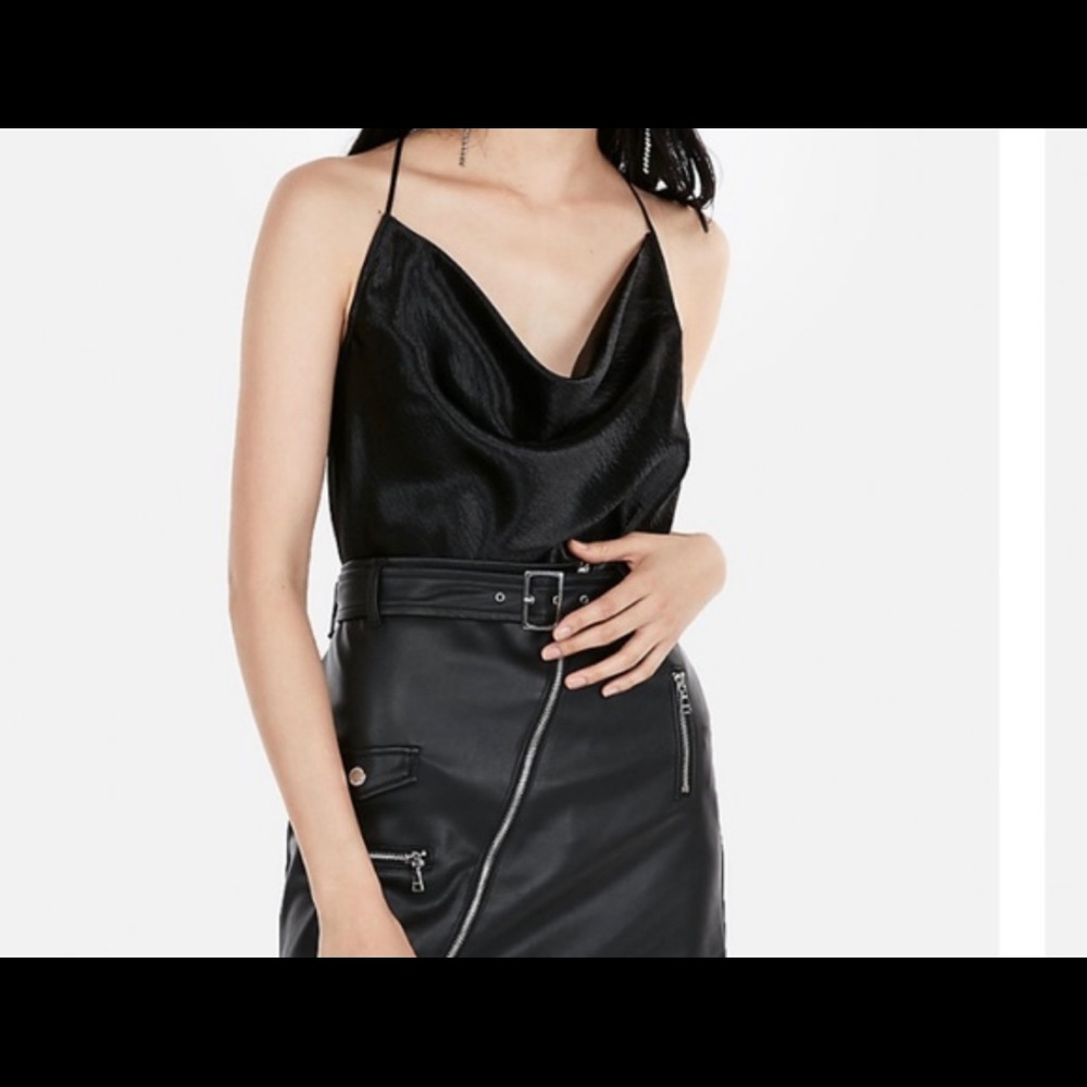 Express Satin Cowl Neck Racer